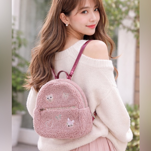 The Children's Place Other - Place Jeweled Rhinestone‎ Bling Critter Sherpa Mini Backpack in Pressed Rose NWT